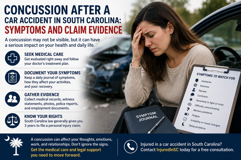 Concussion after car accident south carolina