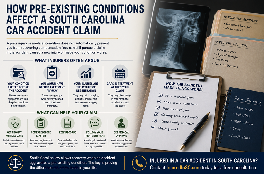 How Pre-Existing Conditions Affect a South Carolina Car Accident Claim