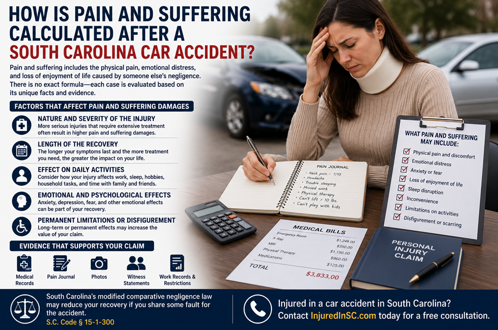 Pain and Suffering from a Car Accident in SC: How It Is Calculated