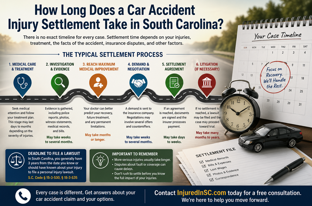 How Long Does a Car Accident Injury Settlement Take in South Carolina?