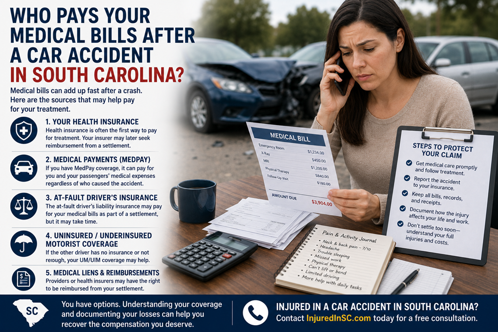 Who pays medical bills after car accident in South Carolina