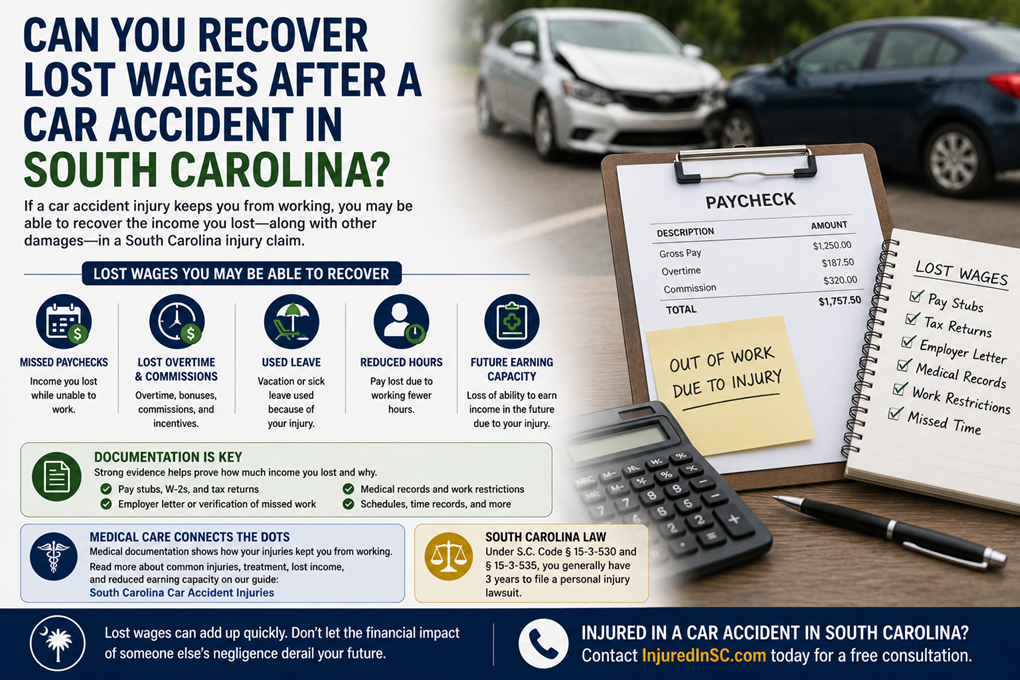 Recover Lost Wages After Car Accident South Carolina