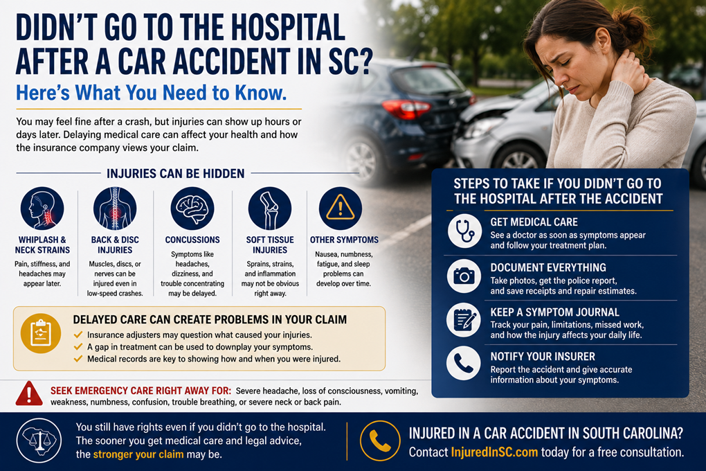 Did not go to hospital car accident sc